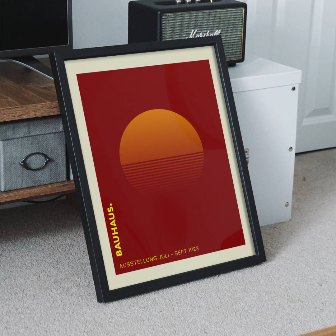 bauhaus sunrise wall print on floor