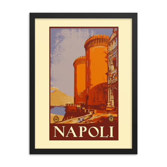 Naples Vintage Travel Poster Framed Print