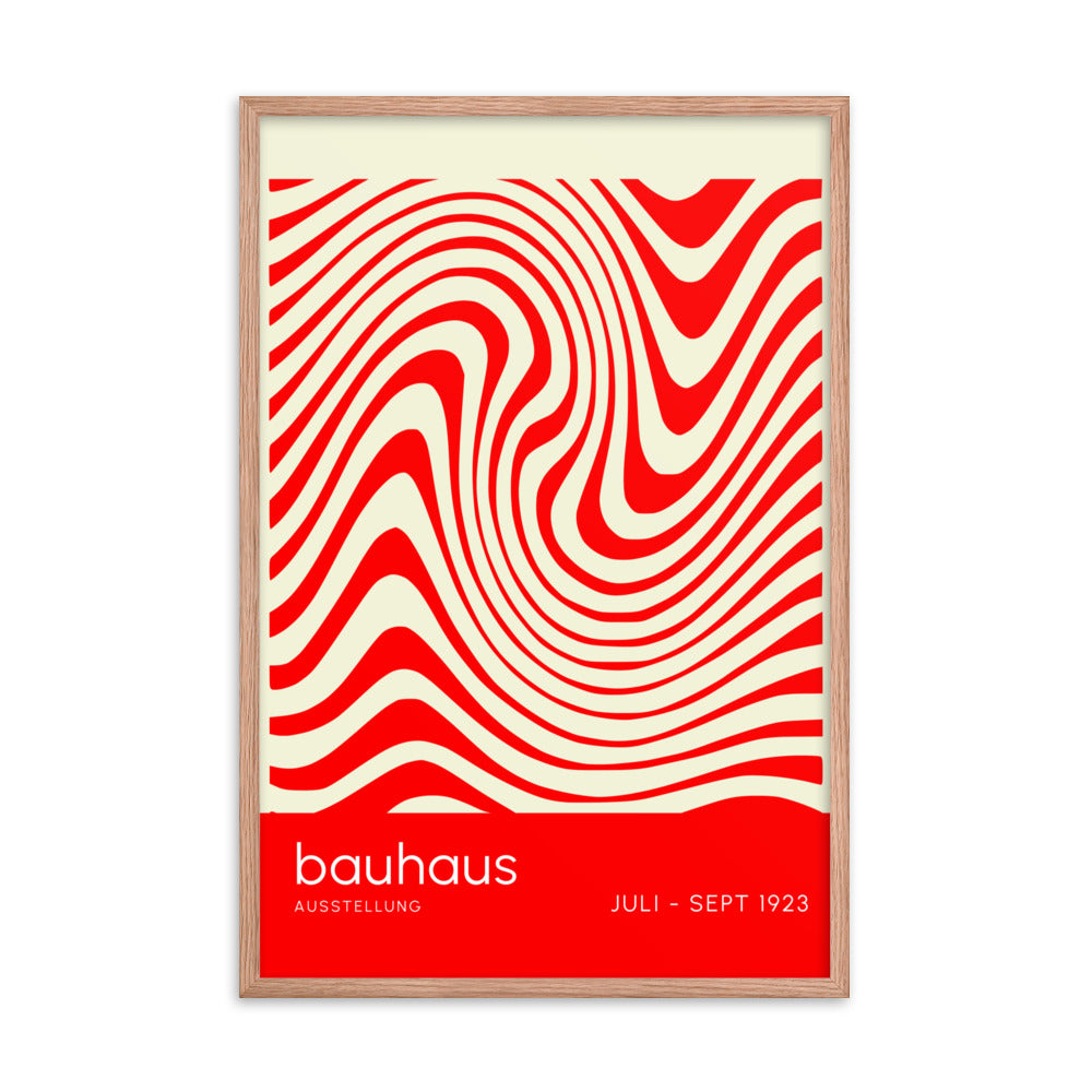 Bauhaus Orange Waves Framed Print