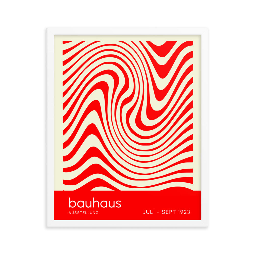 Bauhaus Orange Waves Framed Print
