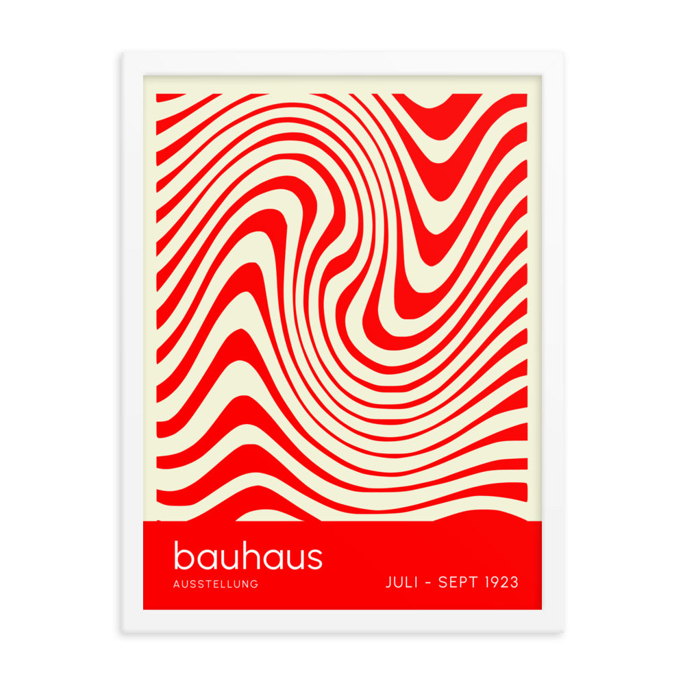 Bauhaus Orange Waves Framed Print