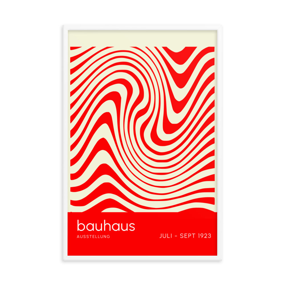 Bauhaus Orange Waves Framed Print