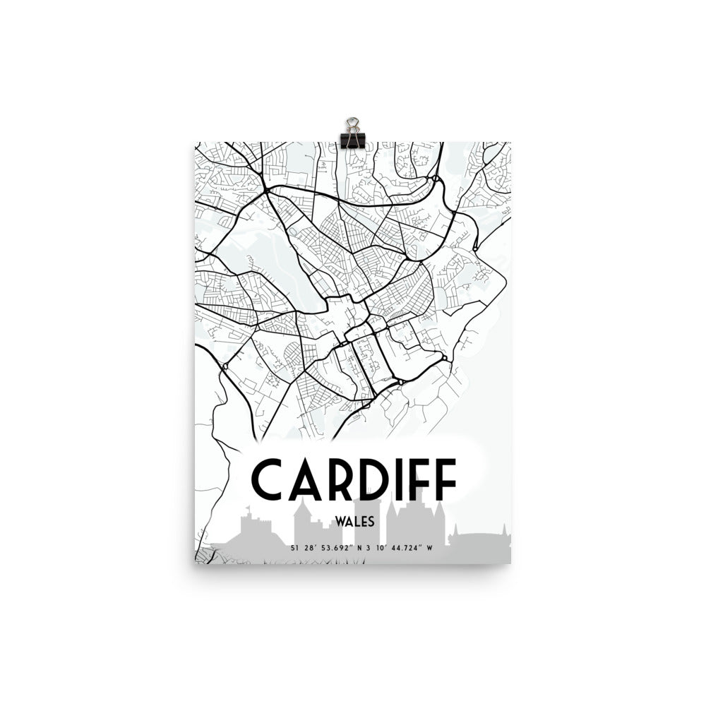 Cardiff Map Framed Print