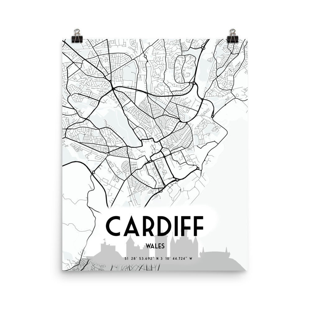 Cardiff Map Framed Print