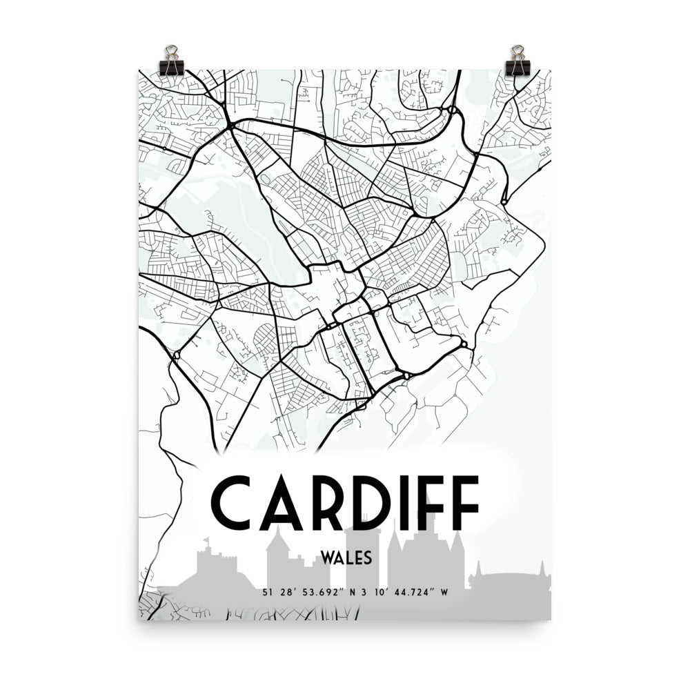 Cardiff Map Framed Print