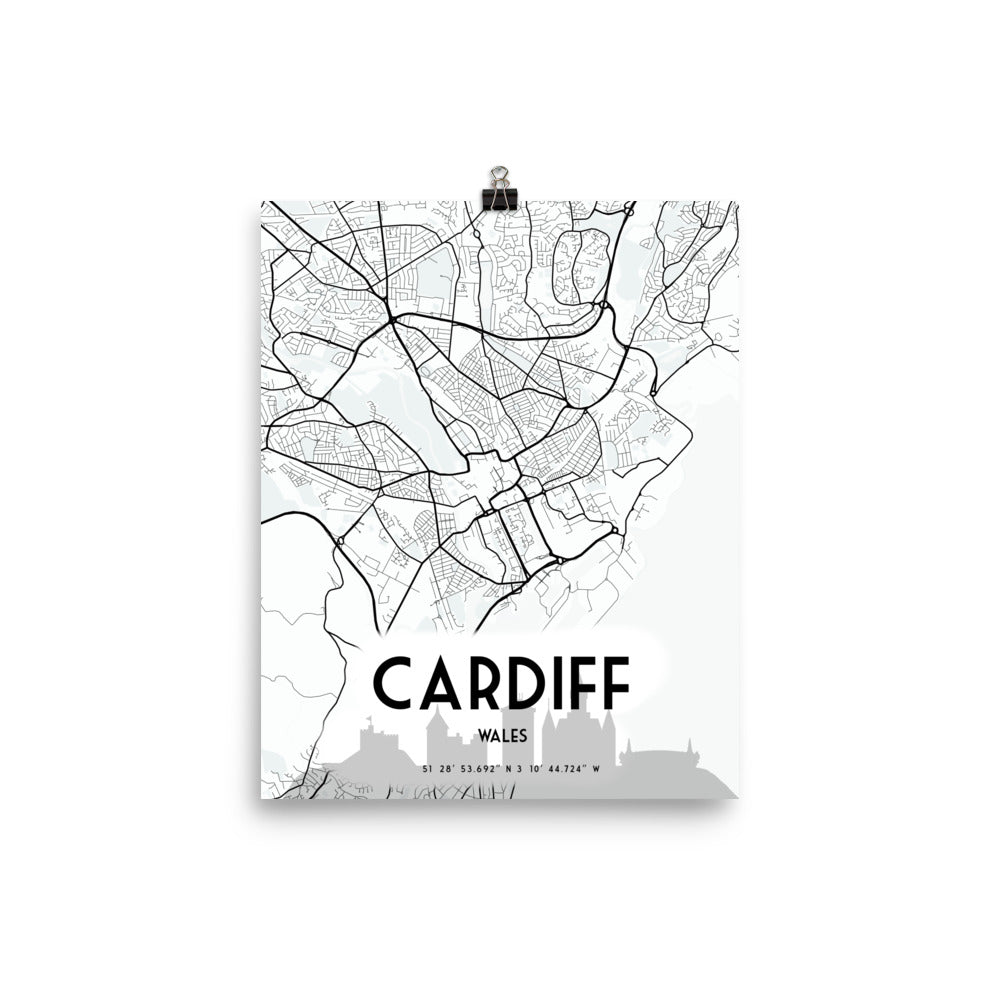 Cardiff Map Framed Print
