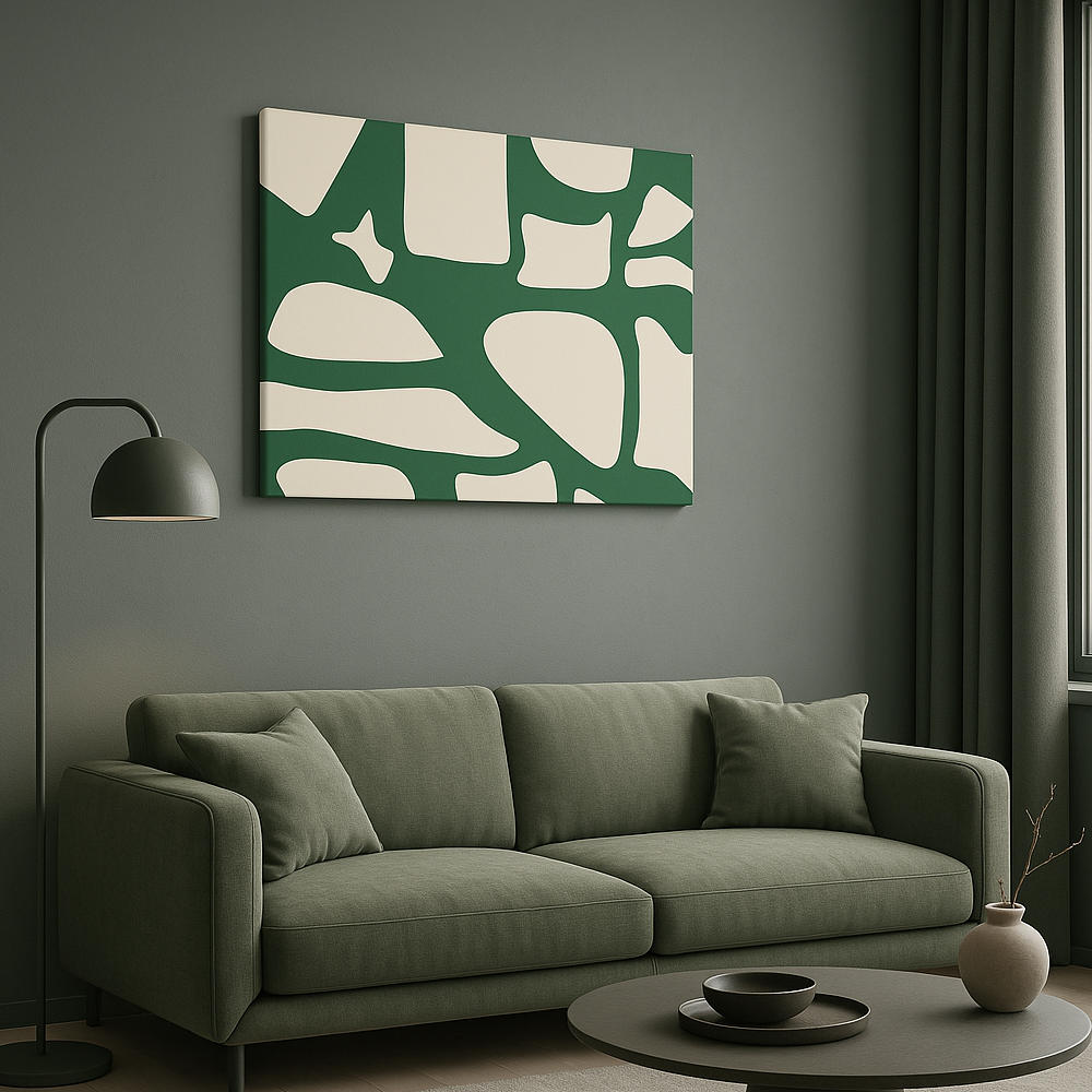 green abstract canvas print on modern interior
