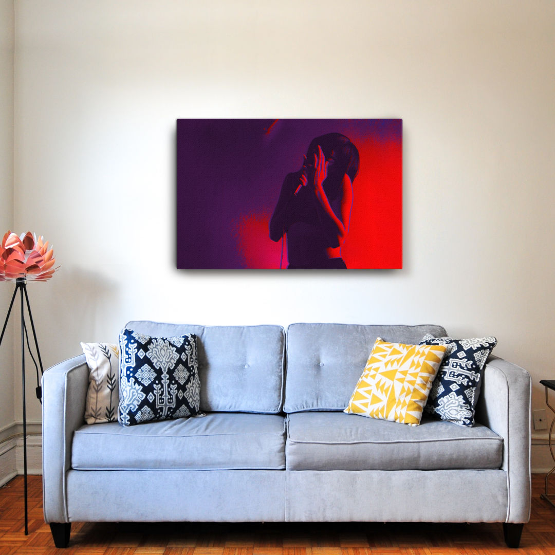 singer singing on canvas wall art print