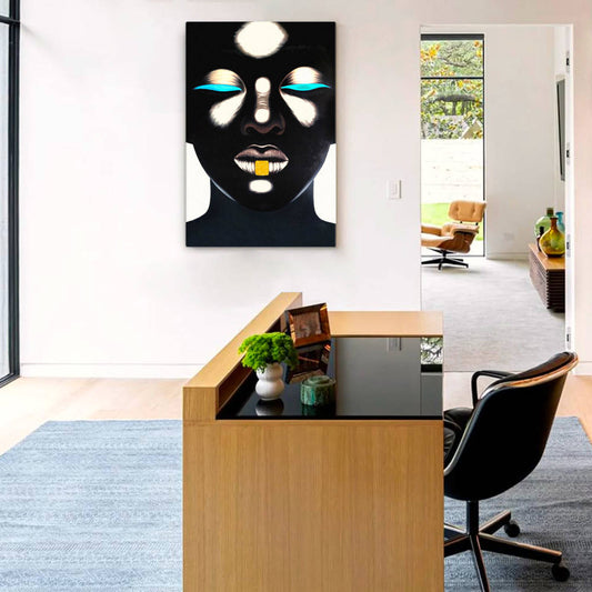 abstract canvas print of a face, perfect for home or office