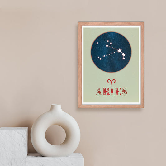 Aries zodiac star sign framed wall art print