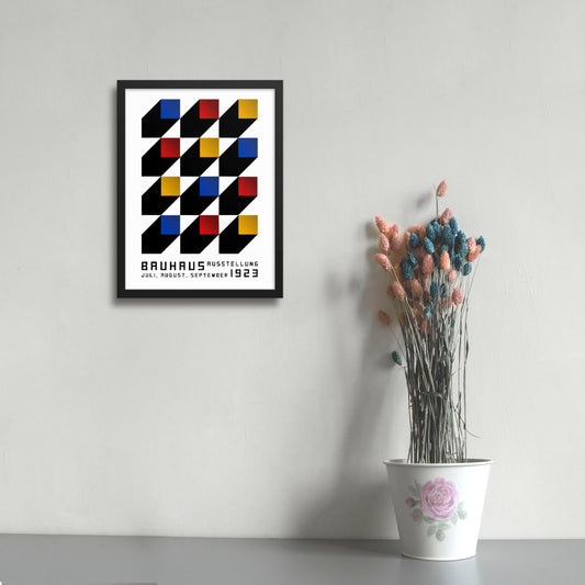bauhaus block shaped framed art print