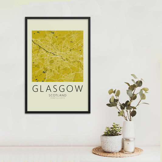 Glasgow Map Framed Print