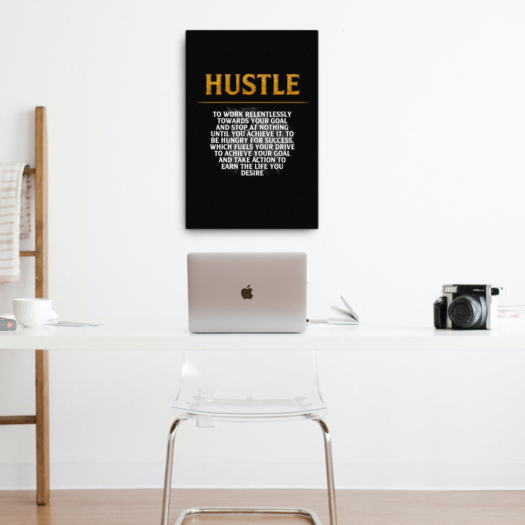 motivational canvas of the definition of hustle