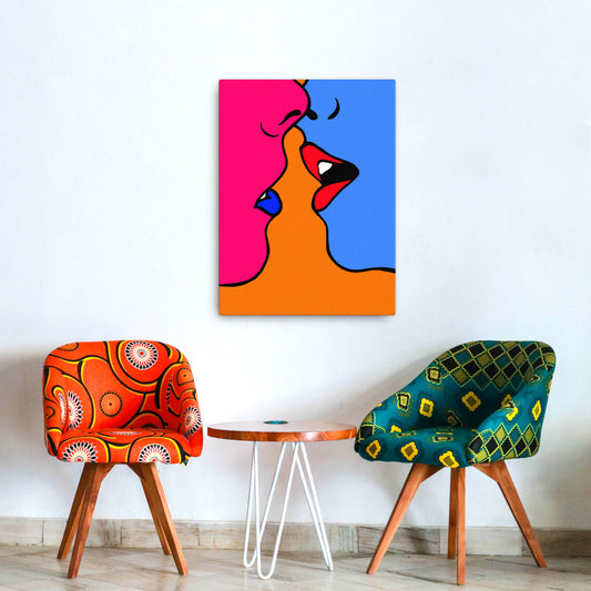 kissing heads canvas abstract print