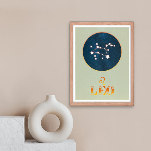 leo star sign zodiac framed wall art print