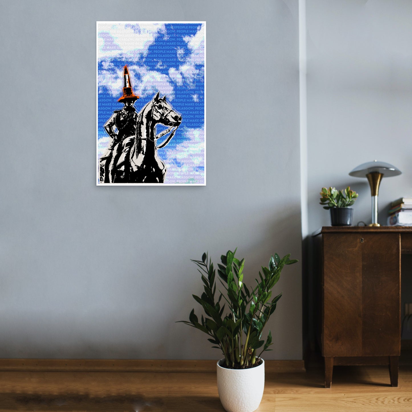 People make Glasgow poster wall art print on wall