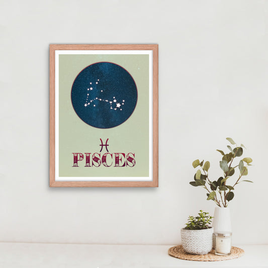 pisces star sign zodiac framed wall art print