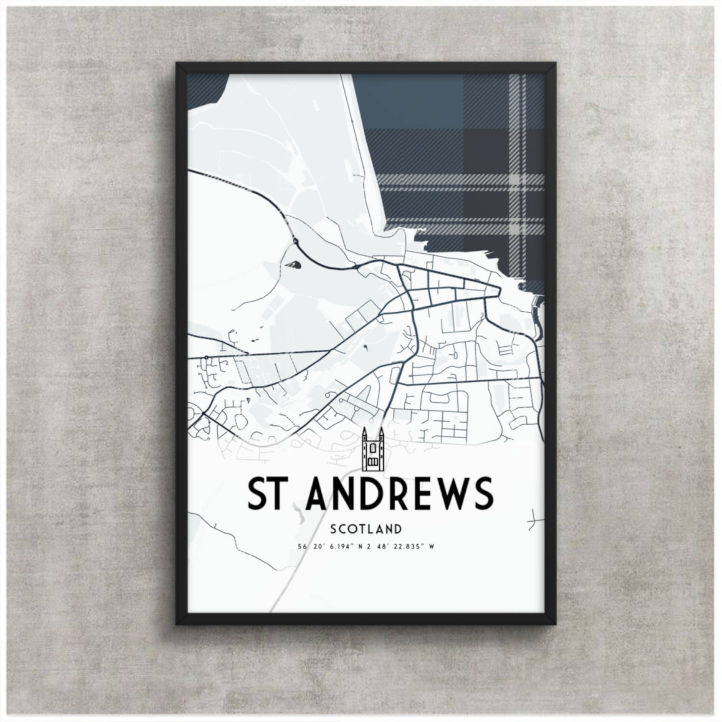 St andrews map framed print