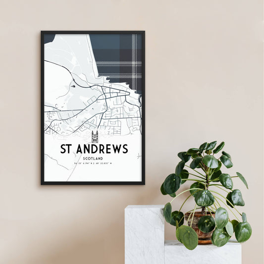 St andrews map framed print