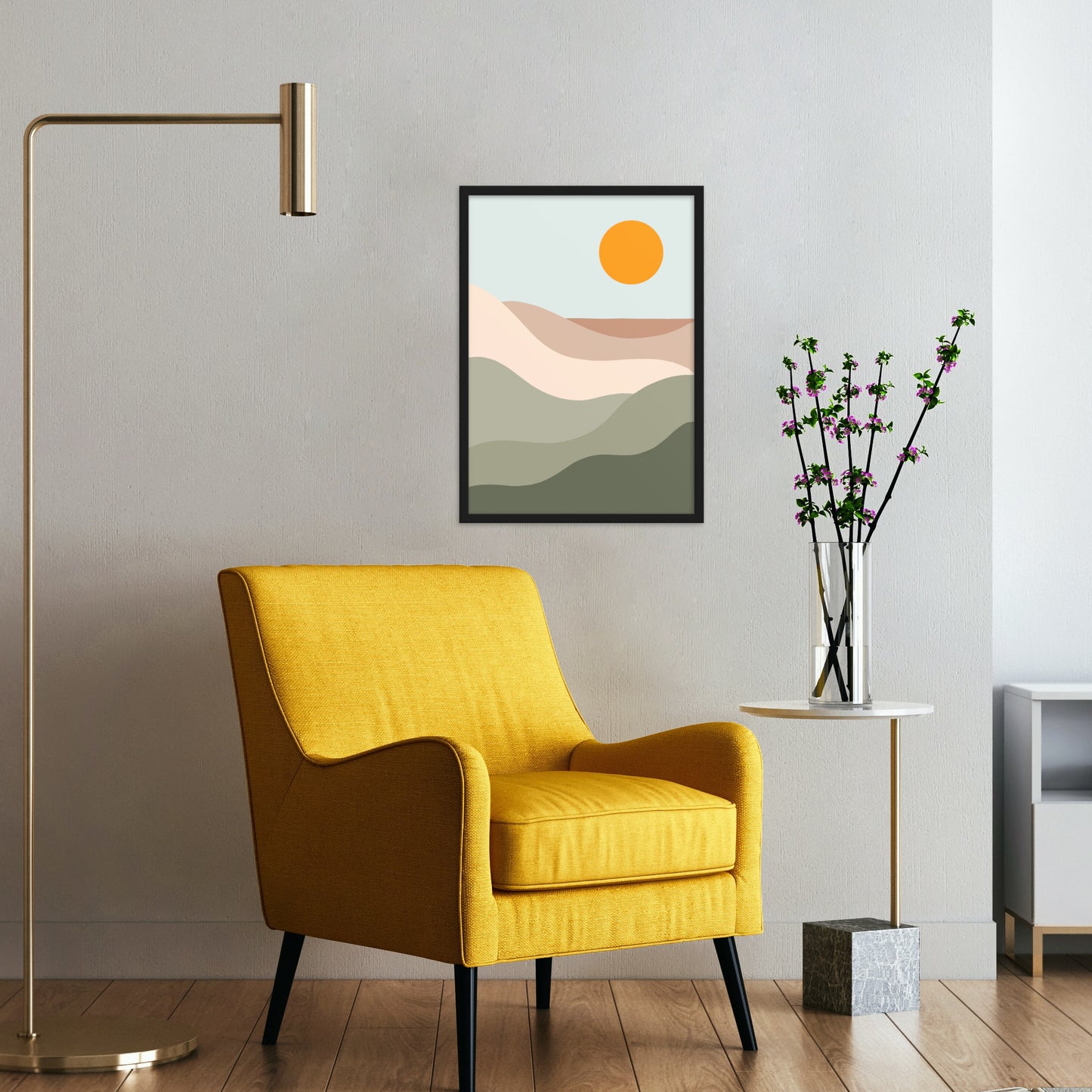 sun tan lines black frame on wall