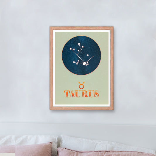 Taurus star sign zodiac framed wall art print