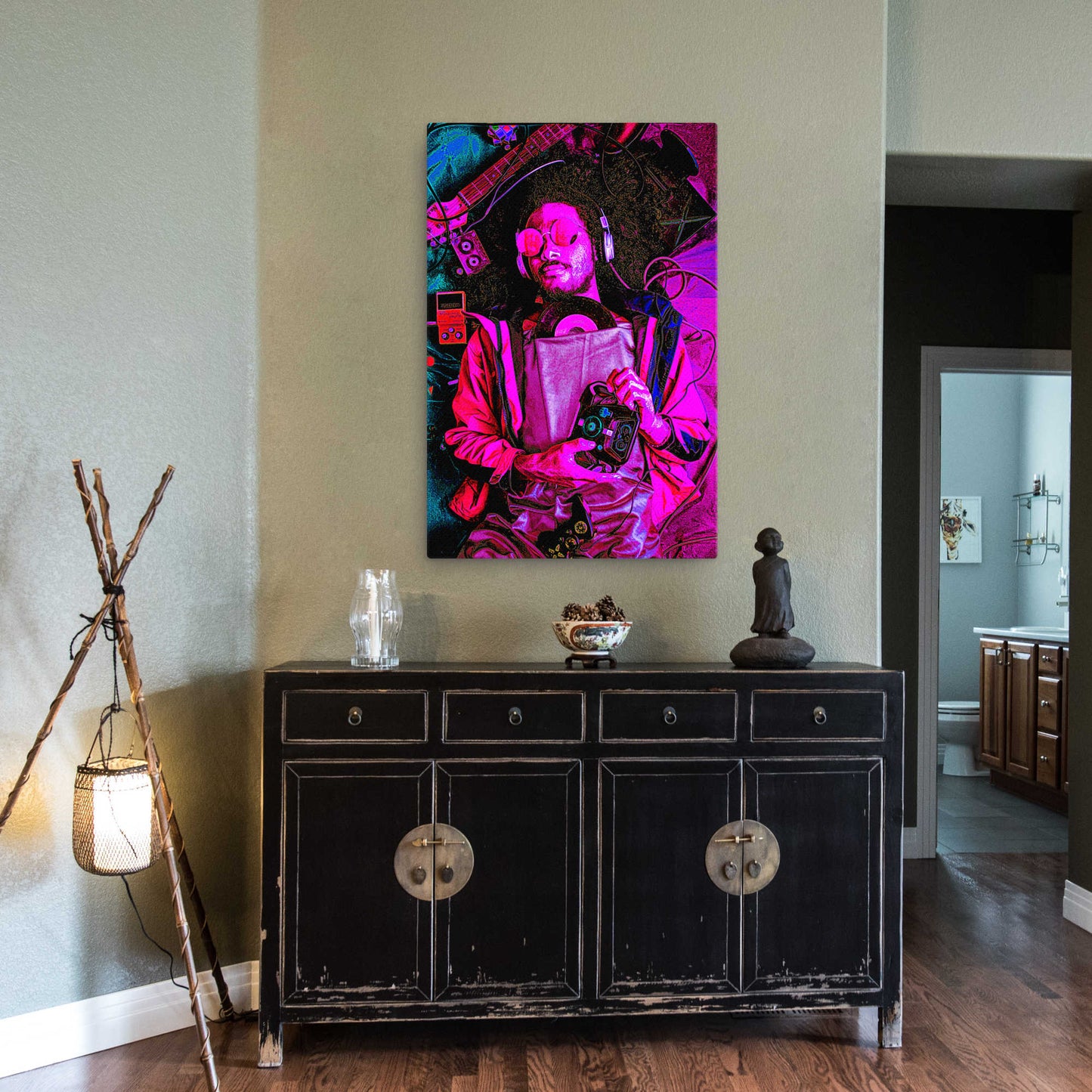 vivid man listening to music canvas print