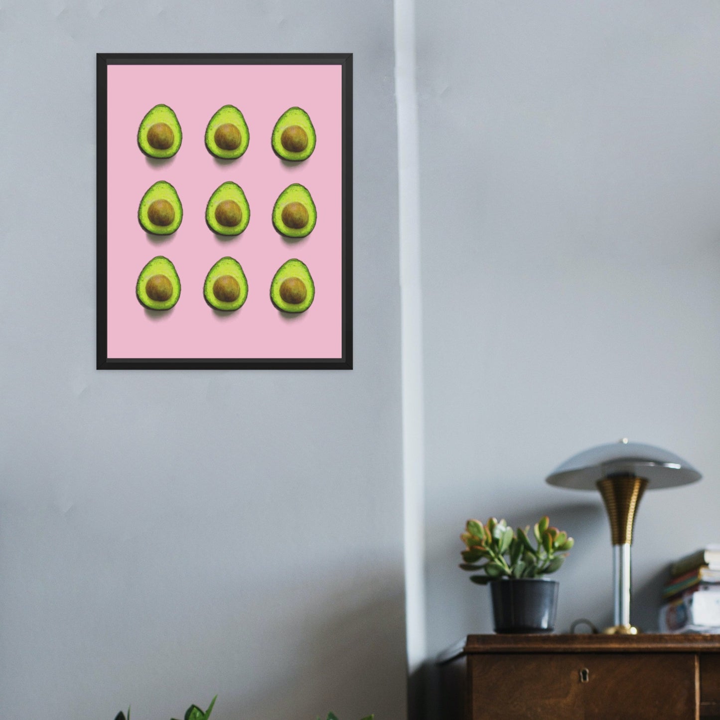 Avocado Pattern on a Pink Background Poster Print