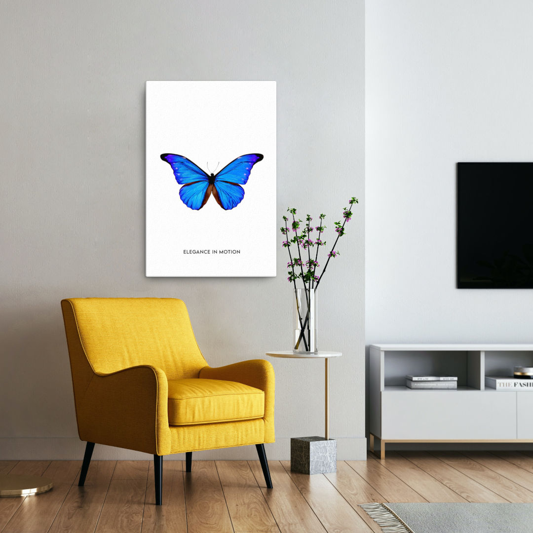 blue butterfly canvas wall art print