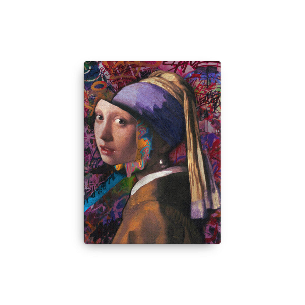 Girl With Pearl Earring Graffitied Canvas Print