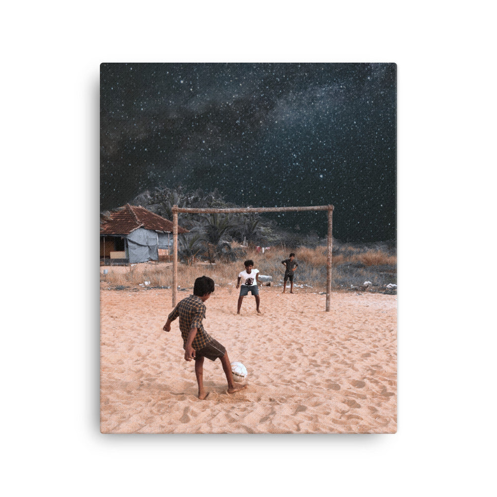 Galactic Kids Football Canvas Print
