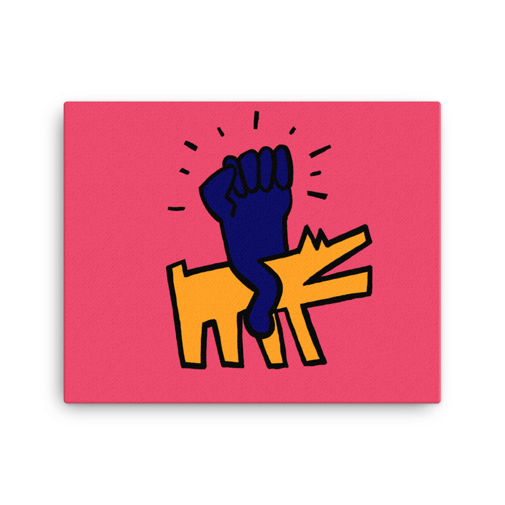 Riding Barking Dog Canvas Print