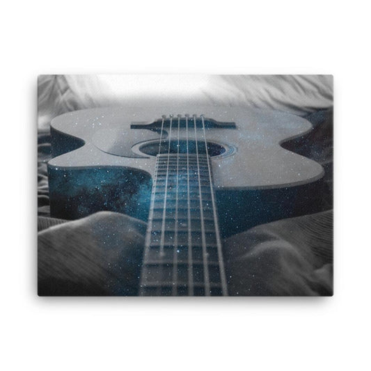 Acoustic guitar with galaxy canvas print 