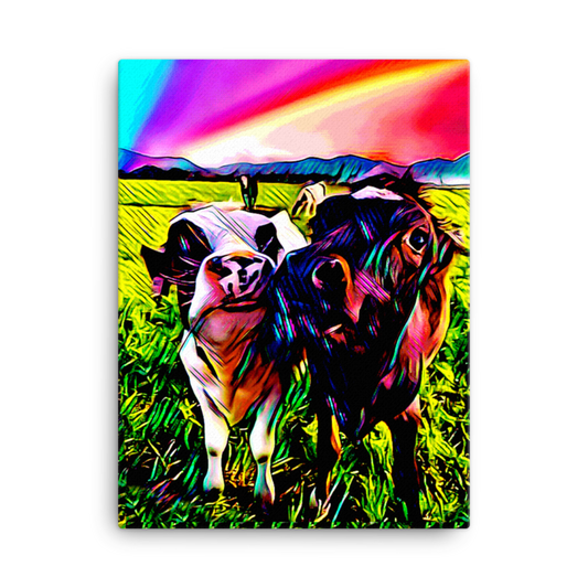 colourful colorful happy cows edit canvas print 