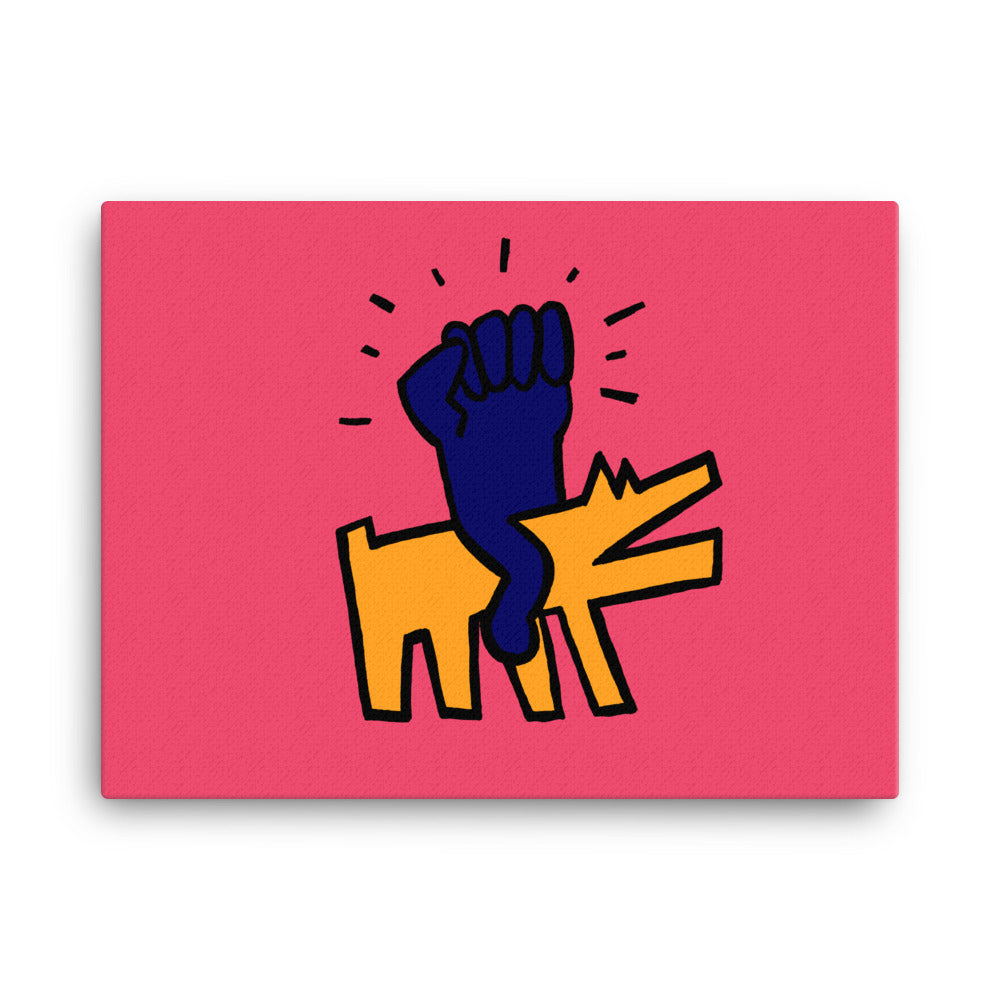 Riding Barking Dog Canvas Print