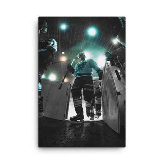 under the hockey lights canvas wall art print 