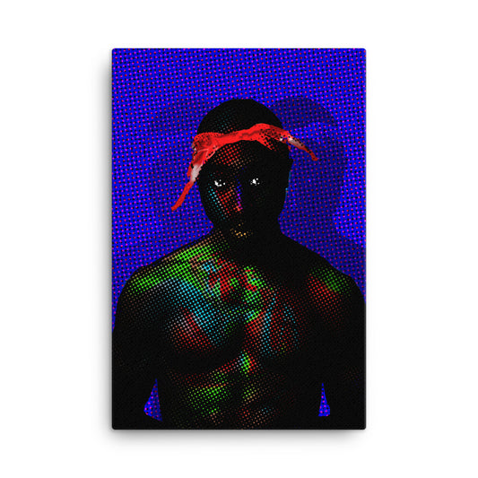 pop art style canvas print of rapper tupac shakur