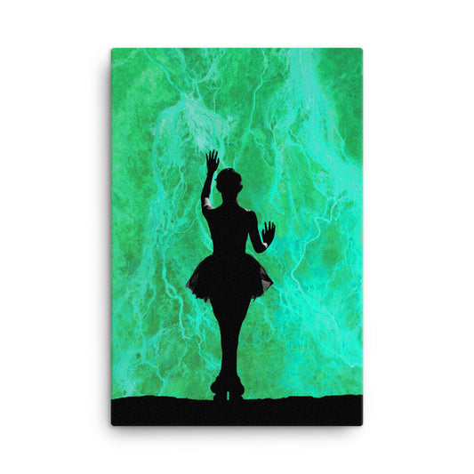 Ballerina with Green Illumination Canvas Print
