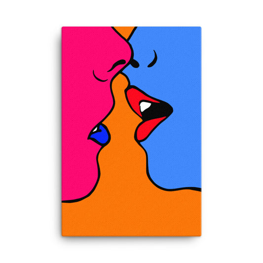 Kissing in Color Canvas Print