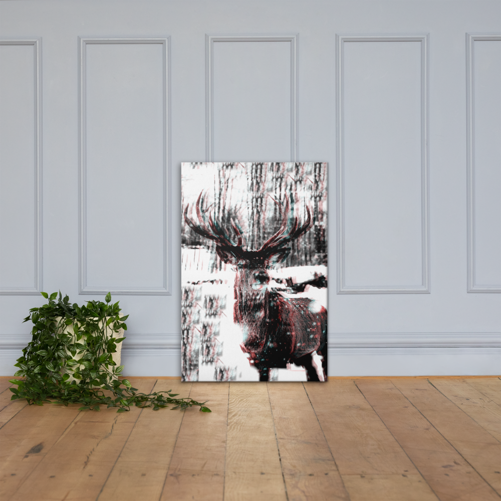 mock-up of distorted deer canvas print