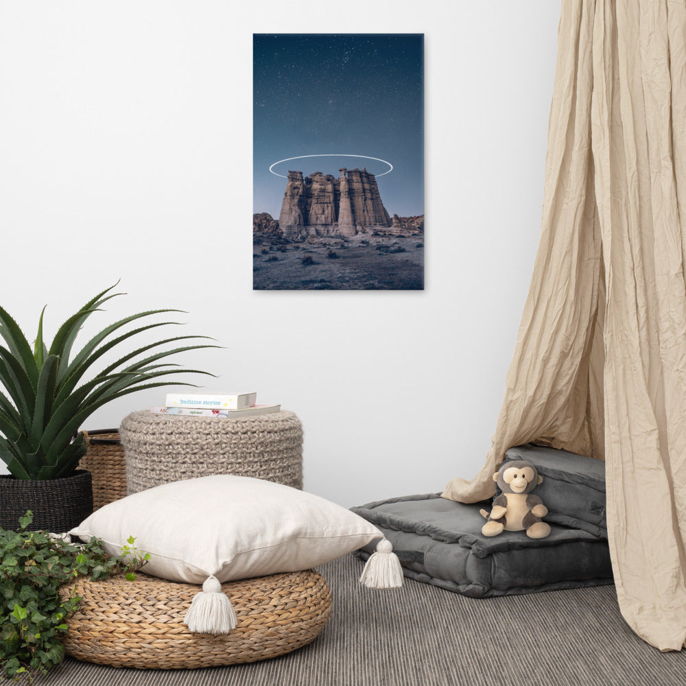 mock-up of desert with galaxy background