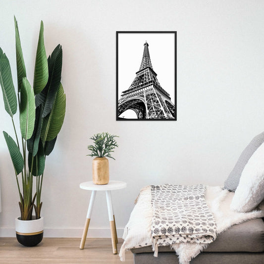 paris eiffel tower black and white framed wall art
