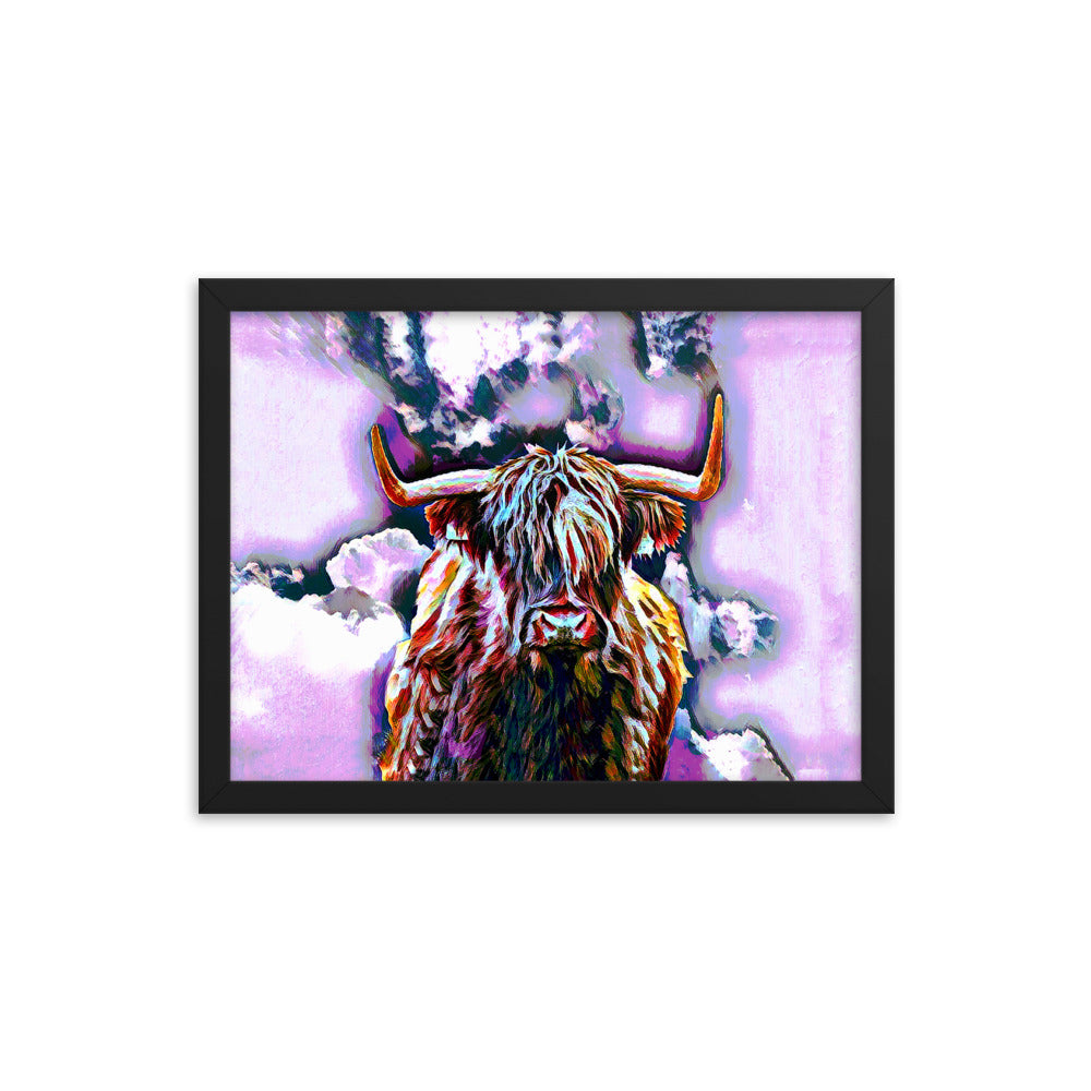 Colourised Highland Cow Framed Print