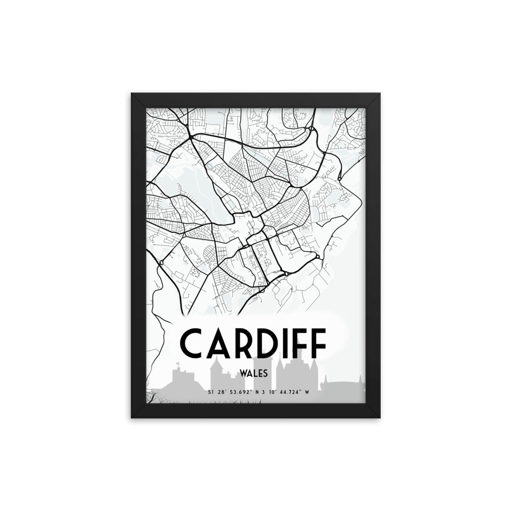 Cardiff Map Framed Print