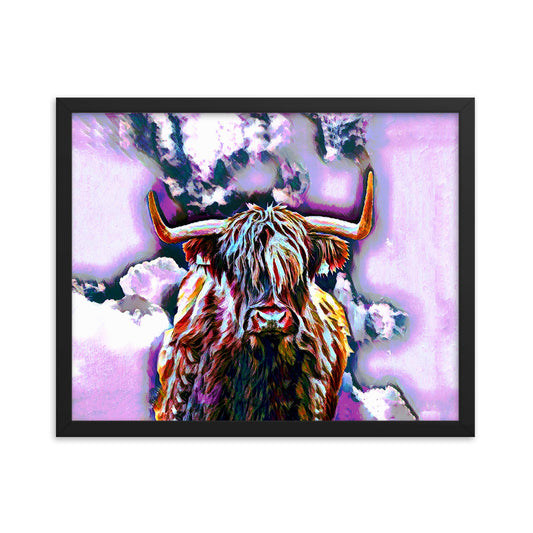 Colourised Highland Cow Framed Print