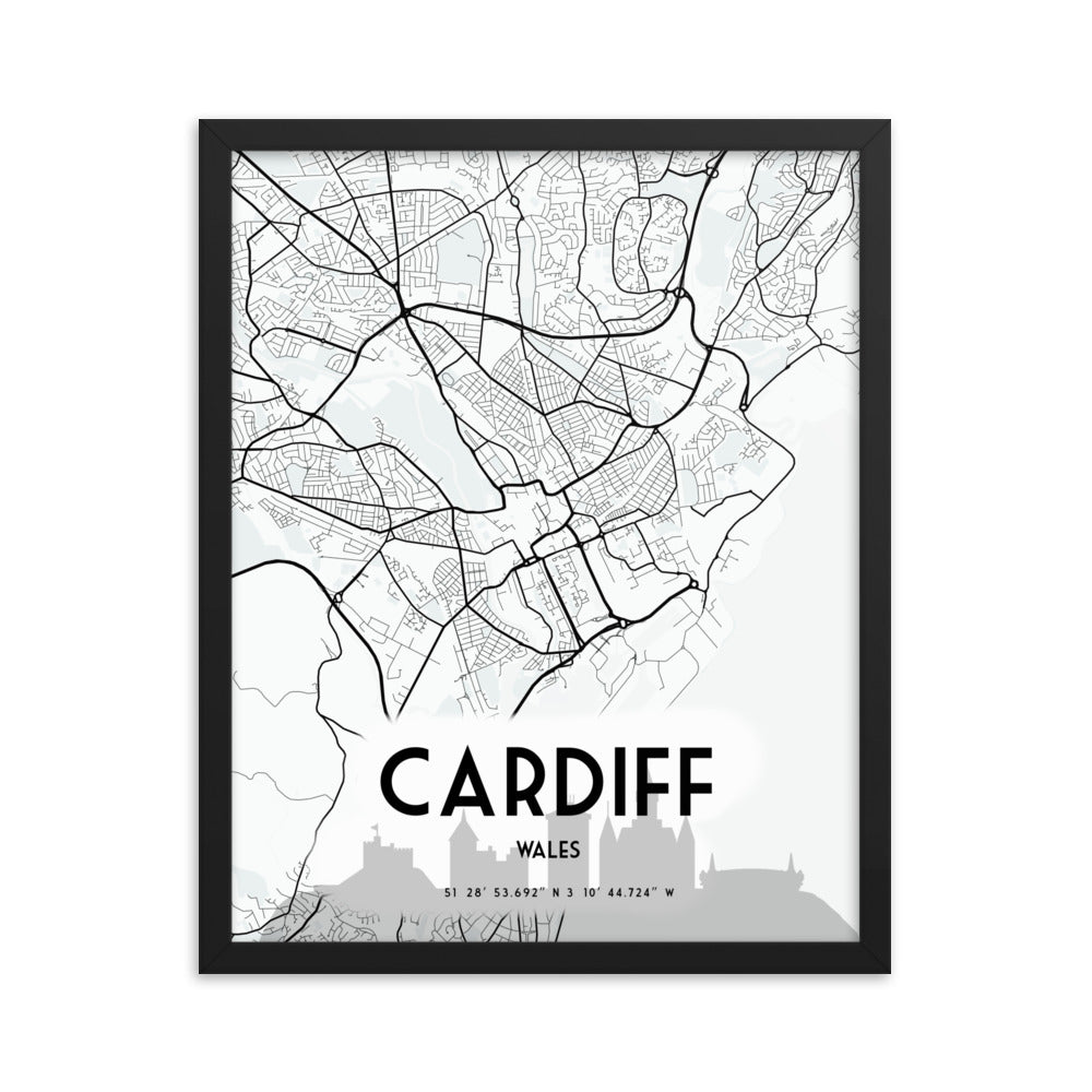 Cardiff Map Framed Print