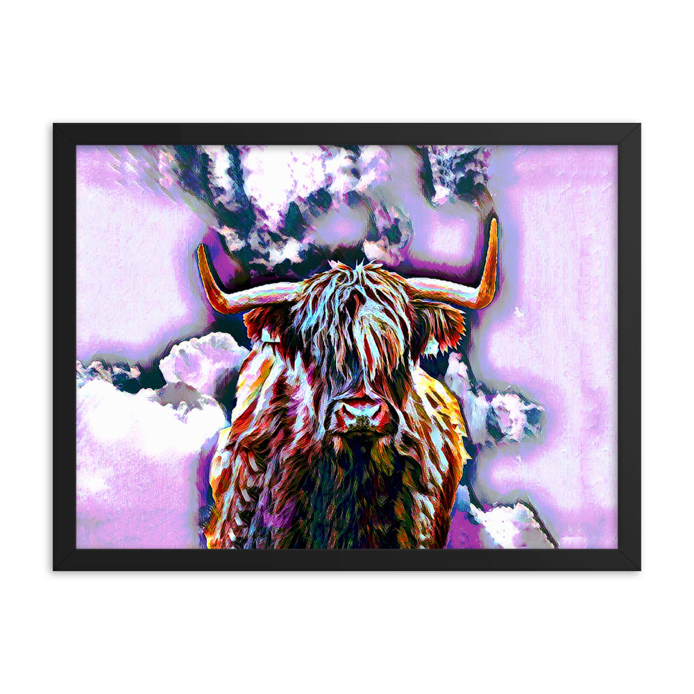 Colourised Highland Cow Framed Print