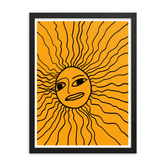 Abstract Doodled Sun Framed Print