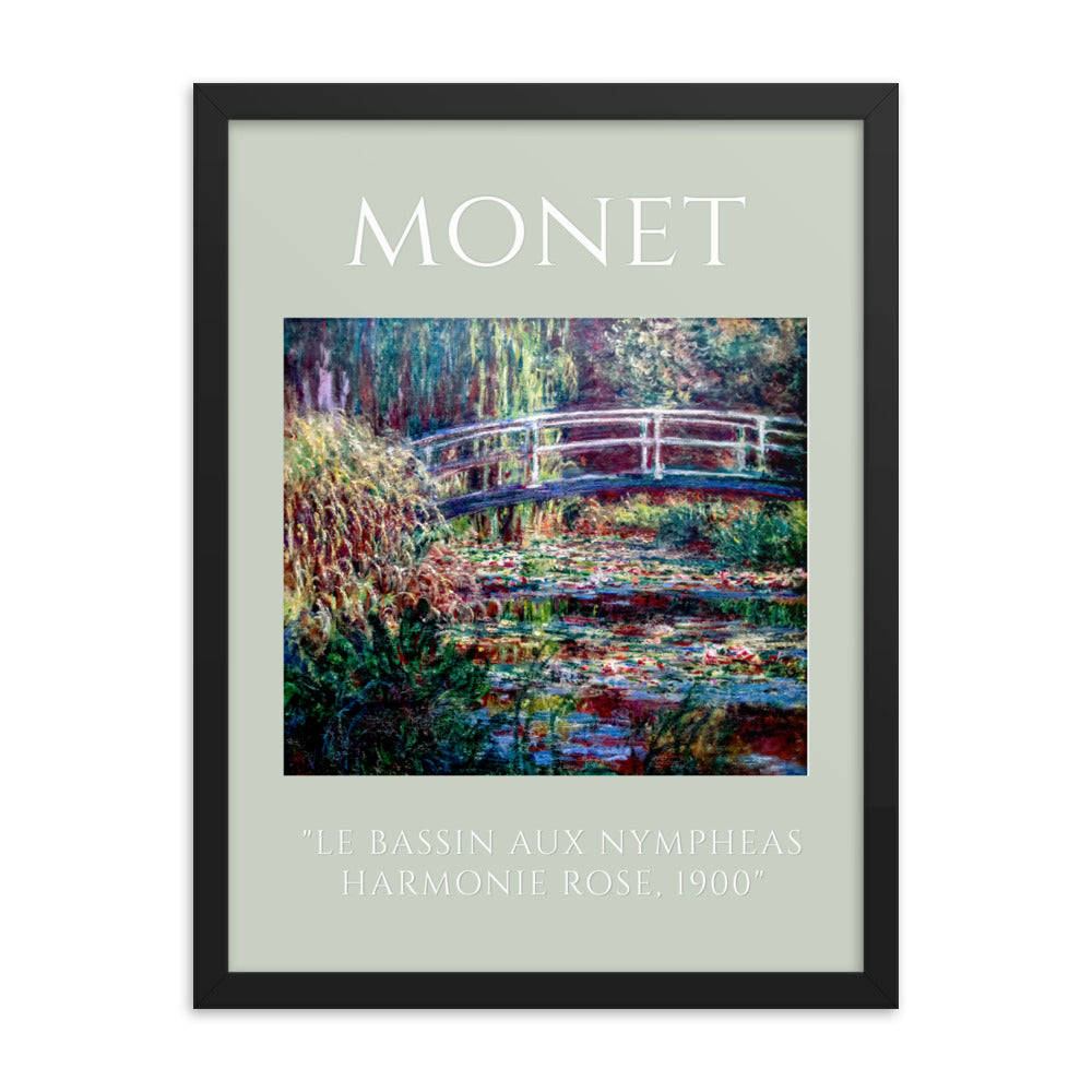 Le Bassin aux nymphéas, harmonie rose by Claude Monet Framed Print