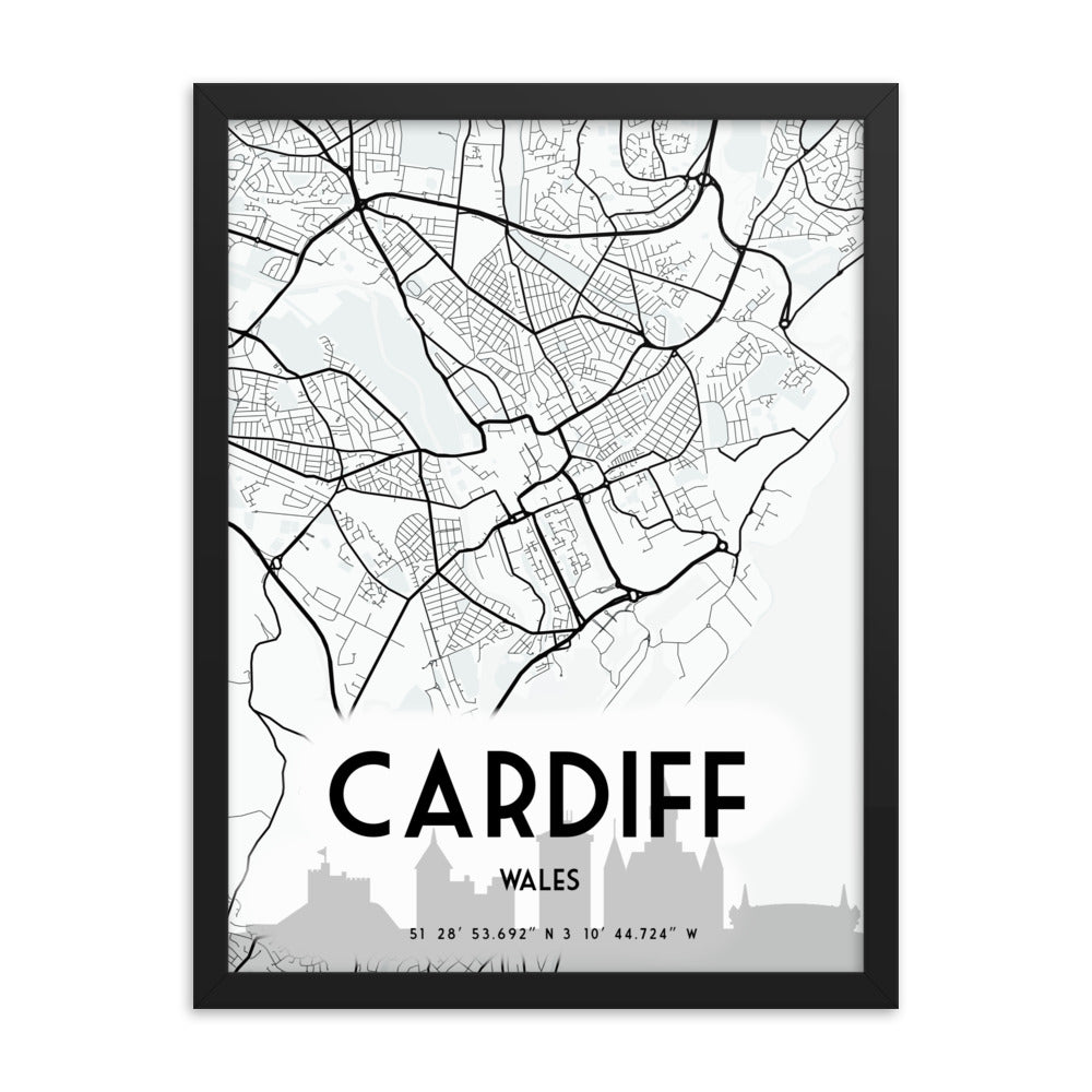 Cardiff Map Framed Print