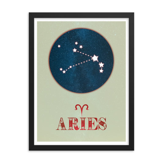 Aries zodiac star sign framed wall art print 